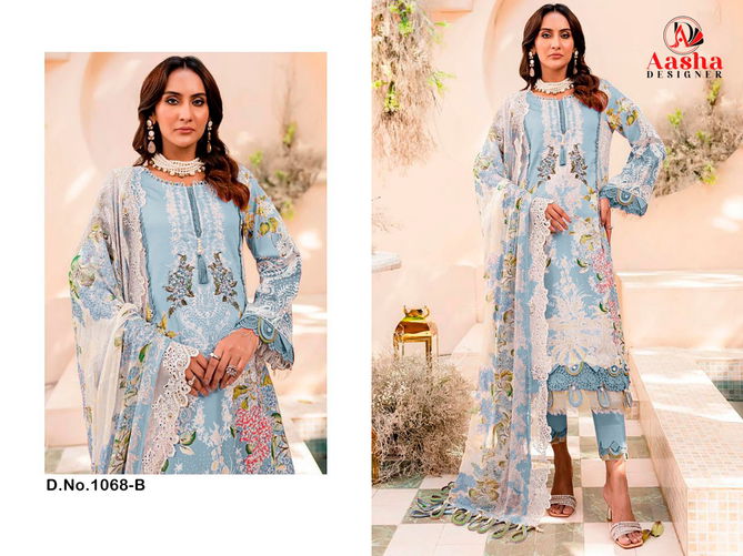 A S D 1068 AB Embroidery Pure Cotton Pakistani Suits Wholesale Price In Surat